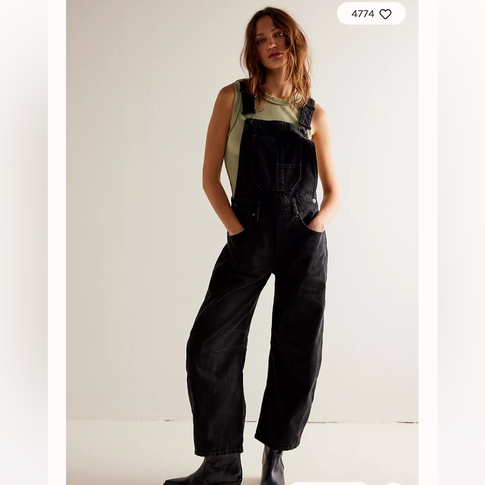 Free People We The Free Good Luck Barrel Overalls size M